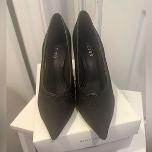 Reiss Black Pointed-Toe Heels